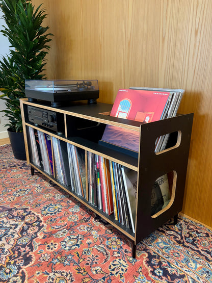 Record cabinet with Record player and vinyl records